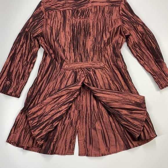 Noelle Burgundy Crinkled Tunic Jacket Size 8/10 - Picture 9 of 9